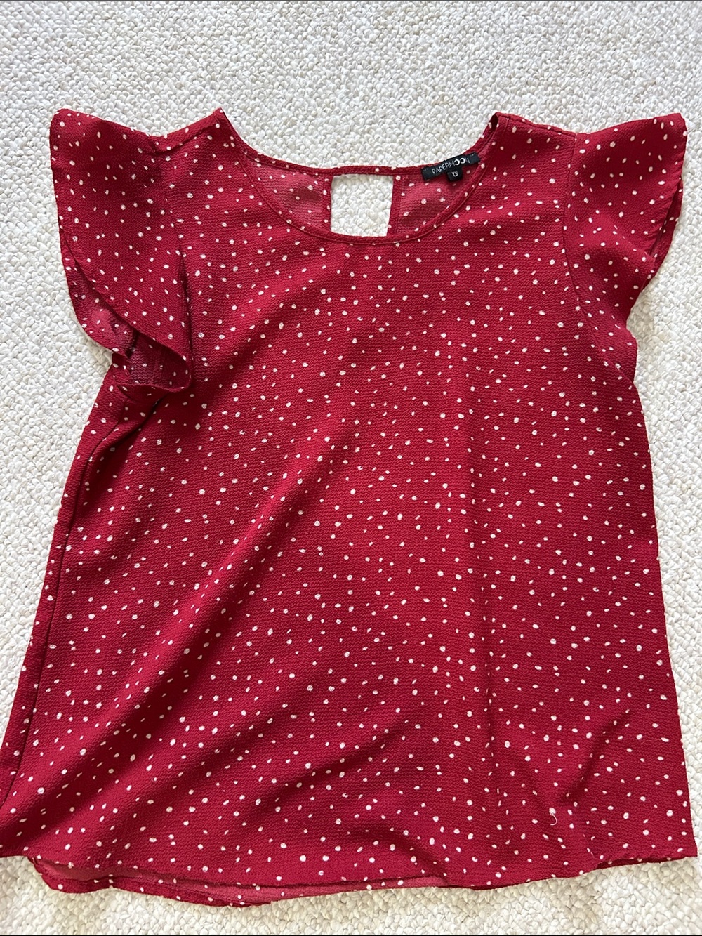 Papermoon Red Polka Dot Flutter Sleeve Blouse
